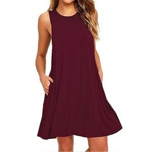 Wishlist Burgundy Sleeveless Rayon/Spandex Mini Dress with Pockets